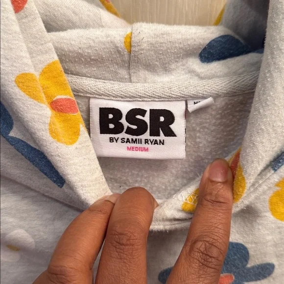 BSR by Samii Ryan Sweatshirt Womens S Gray Whimsical Flower Power Cotton Blend - Picture 2 of 5